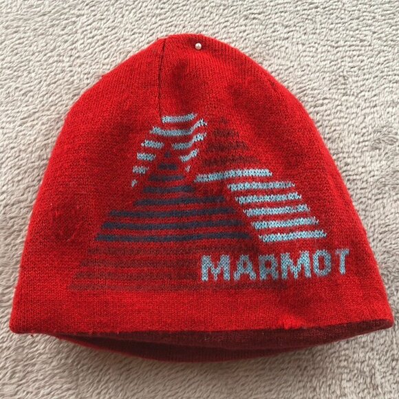 Marmot Unisex Beanie Hat One Size Acrylic Red Cozy Winter Headwear Outdoors Knit - Picture 7 of 8